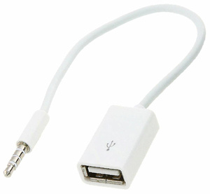 ADAPTER AUX minijack 3.5mm Stereo USB Kabel 14,5cm biały AK290