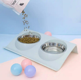 DA119 PODWÓJNA MISKA DLA PSA KOTA BLUE