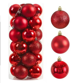 Bombki choinkowe czerwone nietłukące 4cm zestaw 20 szt mat połysk brokat