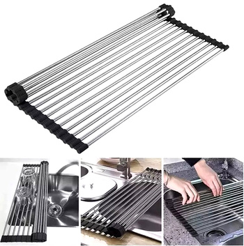 OCIEKACZ na ZLEW 15Stalowych Drążków Rozwijany 47x30cm AG882