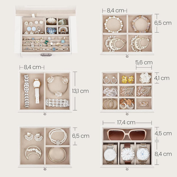 Szkatułka na biżuterię XXL organizer 6 poziomów naszyjniki pierścionki