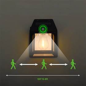 Kinkiet solarny LED retro z czujnikiem zmierzchu – lampa ogrodowa elewacyjna E27