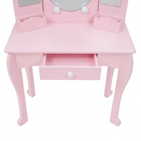 Toaletka dla dziewczynki z lustrem i podświetleniem różowa Pink Dream LED z taboretem