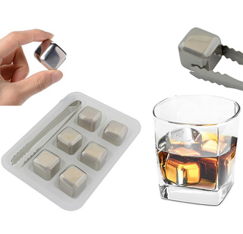 Metalowe KOSTKI do WHISKY Bourbonu Stalowe 6szt AG548D 