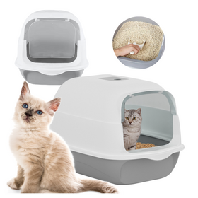 Duża kryta kuweta dla kota z otwieranym wiekiem – łatwe sprzątanie i wygoda 