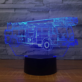 Dziecięca LAMPKA Nocna LED Wóz Strażacki RGB + pilot ZD98A 