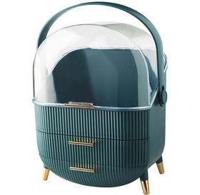 Organizer na Kosmetyki Szkatułka Kufer zielono-złoty 