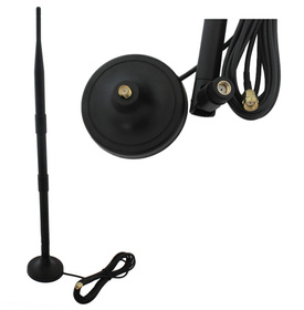 Antena patykowa 360° 9-12dBi 2.4GHz RP-SMA z kablem 3m – Zwiększ zasięg i siłę sygnału czarna AK128