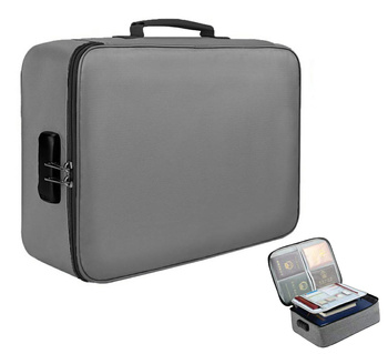 Zamykany ORGANIZER na dokumenty etui z szyfrem 37x27x10,5cm szary TR12C