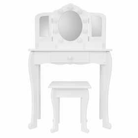 Toaletka dla dziewczynki biała z lustrem LED WhiteDream z taboretem