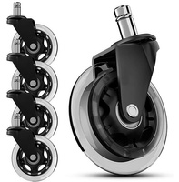 Kółka do fotela biurowego 75mm kauczukowe bezinwazyjne 5 szt ciche