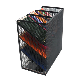 Metalowy organizer biurowy i kosmetyczny z 10 przegródkami – czarny, elegancki, 27×21×10 cm