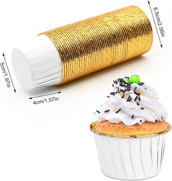 Foremki do babeczek 50 szt. – biało-złote papilotki do muffinek i deserów