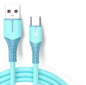 Kabel USB C 2m LED szybkie ładowanie 2.1A transmisja danych QC niebieski