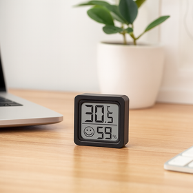 Termometr–higrometr pokojowy – czarny mini LCD do pomiaru temperatury i wilgotności