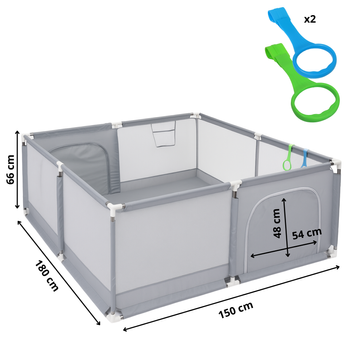 Kojec dla dzieci 150x180 cm duży podróżny z torbą uchwyty siatka