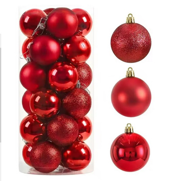 Bombki choinkowe czerwone nietłukące 4cm zestaw 20 szt mat połysk brokat