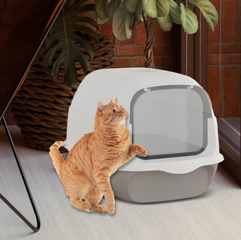 Duża kryta kuweta dla kota z otwieranym wiekiem – łatwe sprzątanie i wygoda 