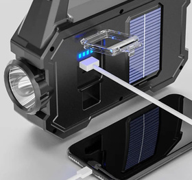 Akumulatorowa LATARKA LED Solarna ZOOM 800m 5W czarna ZD103