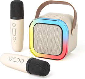 Przenośny zestaw karaoke Bluetooth z 2 mikrofonami i LED RGB – Magic Voice