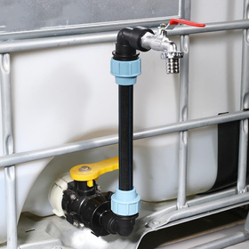 Zawór czerpalny do mauzera IBC 1000L S60x6 – kran 3/4" na sztywnej rurze PVC, szybkozłącze ogrodowe