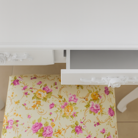 Toaletka kosmetyczna z lustrem LED obrotowym + taboret biała CALM LED