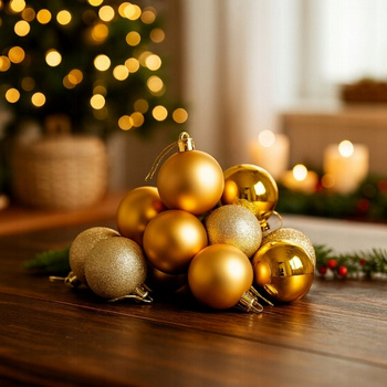 Bombki choinkowe złote 4cm nietłukące zestaw 20 szt mat połysk brokat