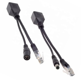 Adaptery PoE RJ45 DC 2.1/5.5 do monitoringu - zestaw 2 szt. dla przesyłu danych i zasilania RJ12 