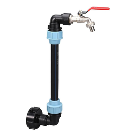 Zawór czerpalny do mauzera IBC 1000L S60x6 – kran 3/4" na sztywnej rurze PVC, szybkozłącze ogrodowe