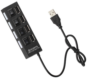 HUB AKTYWNY z Włącznikami 4xUSB 2.0 czarny AK228A