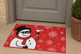 Świąteczna wycieraczka do butów – bałwanek, czerwona, 40×60 cm