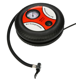 Kompresor Samochodowy 12V w Kształcie Koła, Zestaw Końcówek, Manometr, 260 PSI