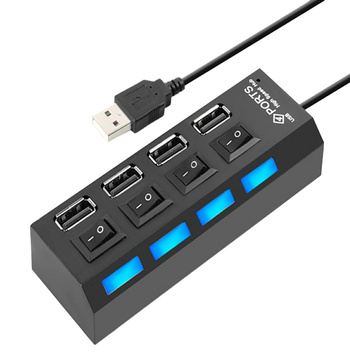 HUB AKTYWNY z Włącznikami 4xUSB 2.0 czarny AK228A