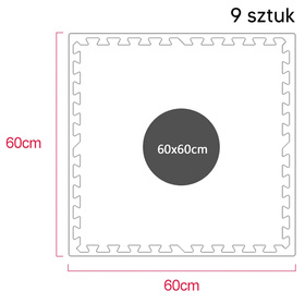 Zestaw 9 piankowych puzzli do ćwiczeń - mata ochronna na siłownię, 60x60cm