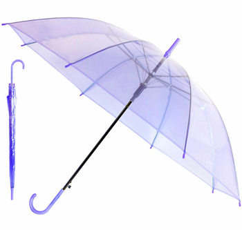 Przezroczysty parasol składany – stylowy i praktyczny, fioletowy transparentny 91cm transparentny fiolet BQ13C 