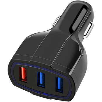 Szybka ŁADOWARKA samochodowa 3x USB A czarna PLS34F