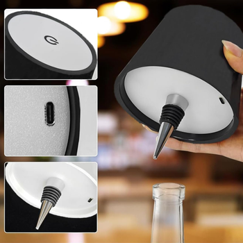 Bezprzewodowa lampka nocna LED – 3 barwy światła, dotykowa, USB-C  czarna