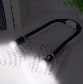 Elastyczna Lampka LED do czytania książek zawieszana na szyję 56cm czarna DA244A