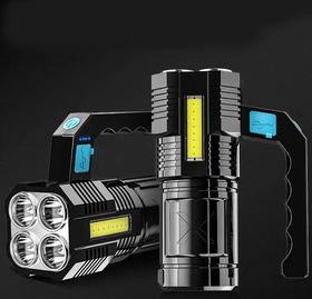 Latarka taktyczna LED COB + 4x T6, 1000 lm, akumulator USB, wodoodporna IPX4 