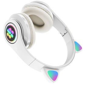 Bezprzewodowe SŁUCHAWKI Nauszne dla Dzieci LED RGB Bluetooth białe ZS7E