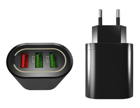 Ładowarka sieciowa Quick Charge 3.0, 3 porty USB, szybkie ładowanie 18W czarna PLP37D