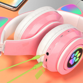 Bezprzewodowe SŁUCHAWKI Nauszne dla Dzieci LED RGB Bluetooth białe ZS7E