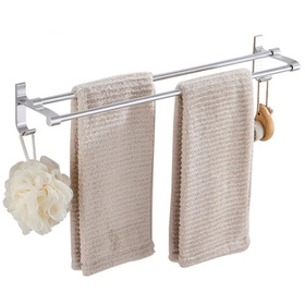 Aluminiowy WIESZAK Łazienkowy w stylu LOFT 60cm 2 ramiona srebrny AG987A