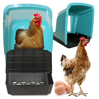 Gniazdo lęgowe dla kur niosek z pochyleniem – budka do znoszenia jaj, czyste jajka, automatyczny zsuw