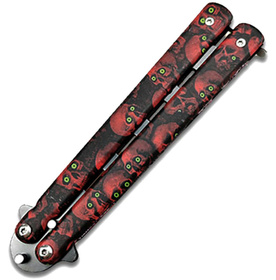 Treningowy MOTYLEK Nóż Butterfly stalowy 22,5cm czarny z wzorem AG530F 