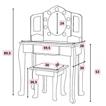 CA38 TOALETKA KOSMETYCZNA DZIECIĘCA LED