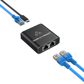 ROZDZIELACZ sygnału sieciowego LAN kompresja 1 na 2 RJ45 czarny HD43