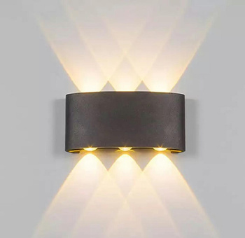 KINKIET wewnętrzny lub zewnętrzny lampa naścienna 6LED 600lm czarny ZD90