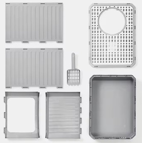 Duża kryta kuweta dla kota z wysuwaną szufladą – łatwe czyszczenie 51x38x35,5cm ZW31