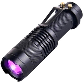 Taktyczna LATARKA z Diodą UV 395nm 5W Zoom IPX4 czarna ZD75A